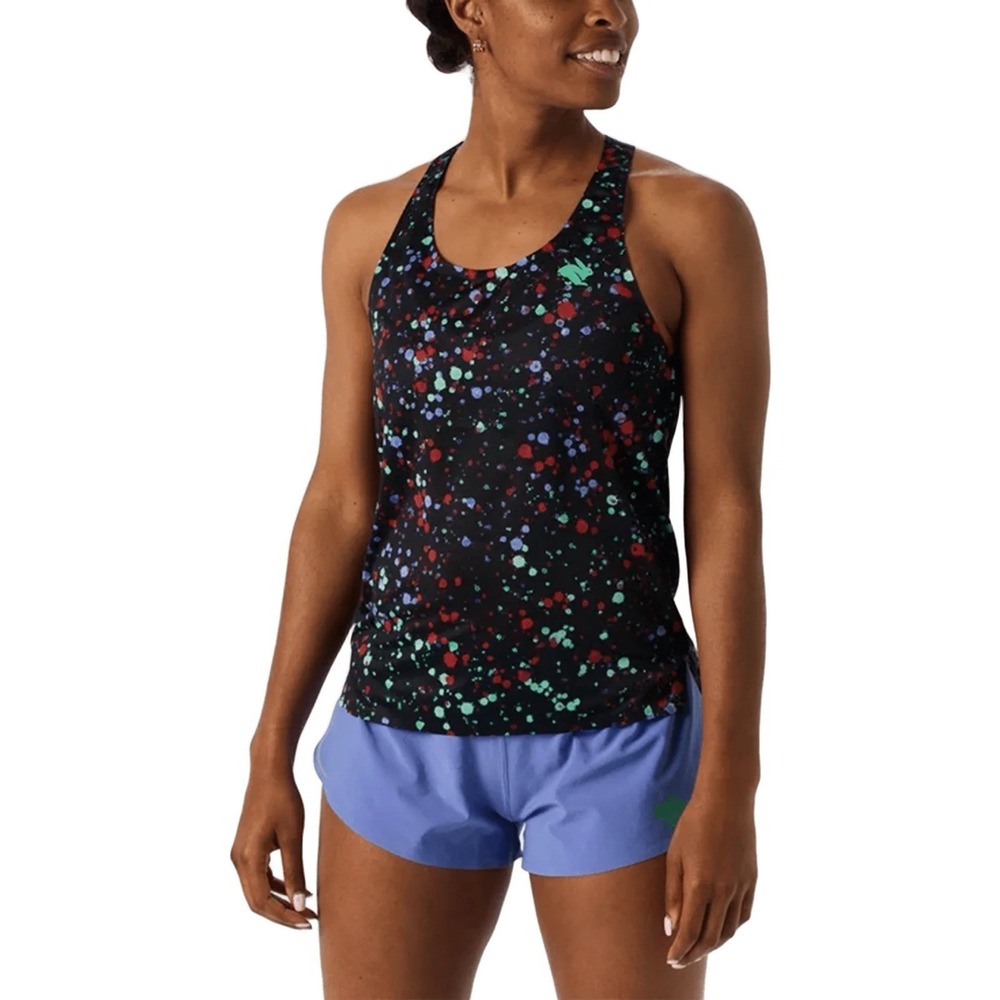 NEW Rabbit Running Go Time Crop Stretch Limo Splatter Women Large Workout Yoga - Picture 4 of 16